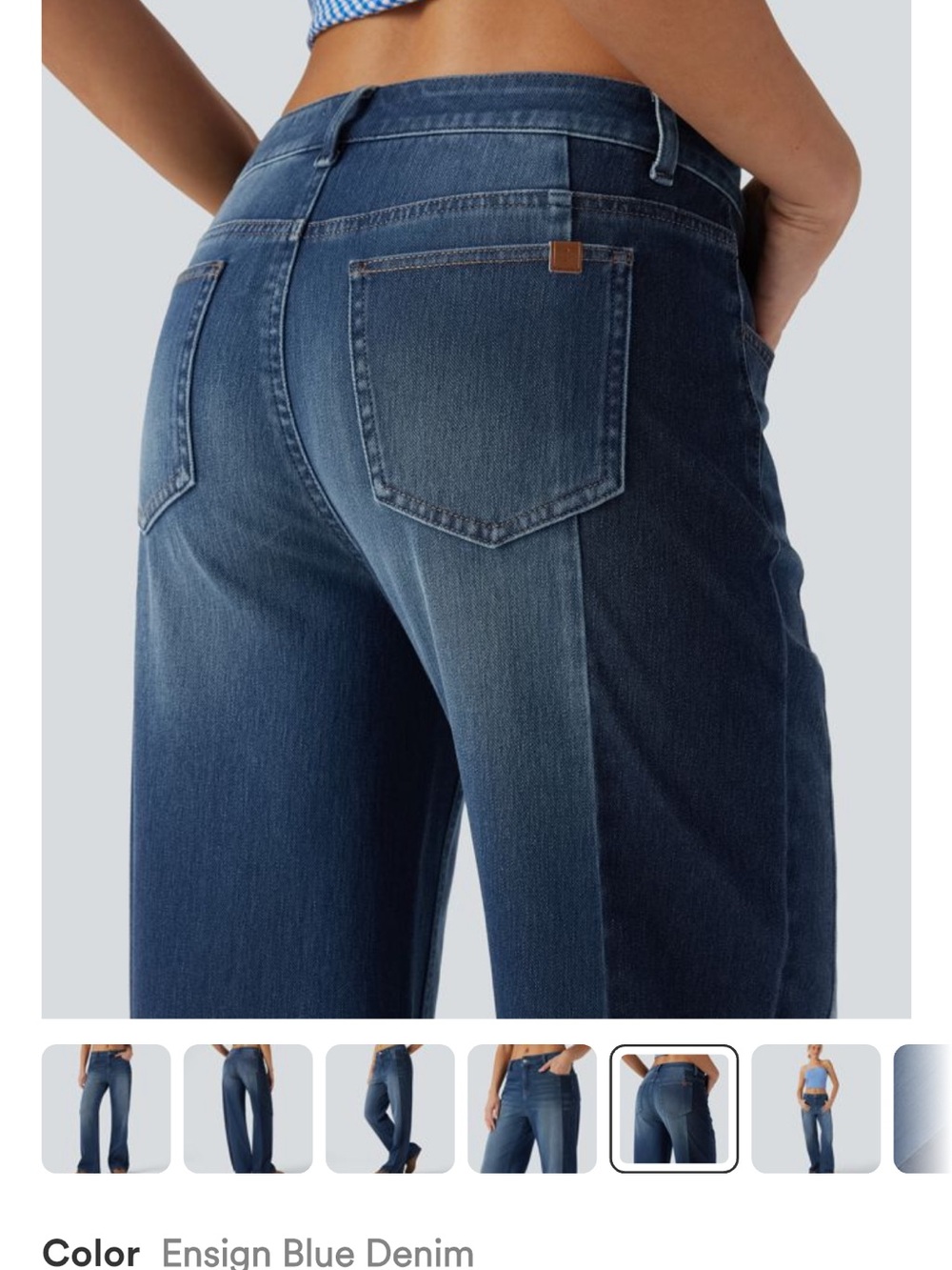 HALARA Flex Low Rise Color block Ensign Blue Denim Wide-Leg Jeans - Women - Picture 5 of 10